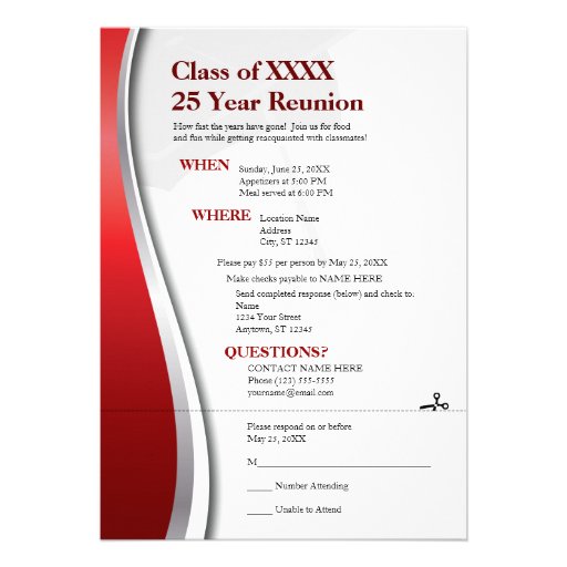 Customizable 25 Year Class Reunion Custom Announcements