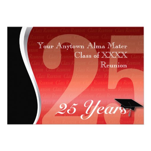Customizable 25 Year Class Reunion Custom Announcements (front side)