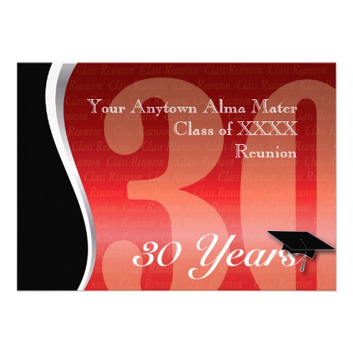 Customizable 30 Year Class Reunion Announcement (front side)