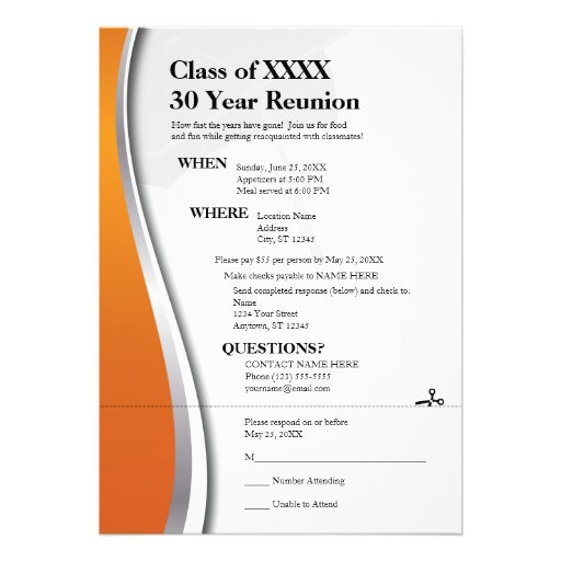 Customizable 30 Year Class Reunion Custom Announcements