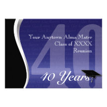 Customizable 40 Year Class Reunion Custom Invites
