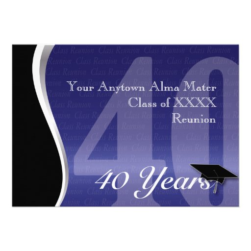 Customizable 40 Year Class Reunion 5x7 Paper Invitation Card | Zazzle