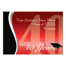 Customizable 40 Year Class Reunion Invitations