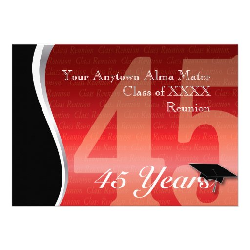 Customizable 45 Year Class Reunion Invites (front side)