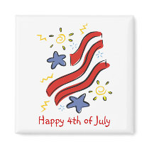 Customizable 4th of July Ribbon & Star Magnets