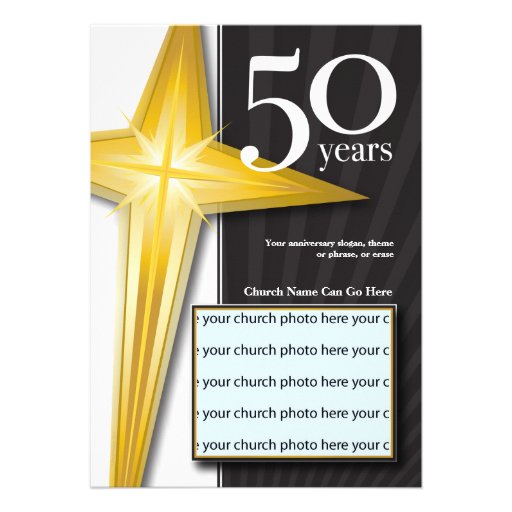 Customizable 50 Year Church Anniversary Custom Invites