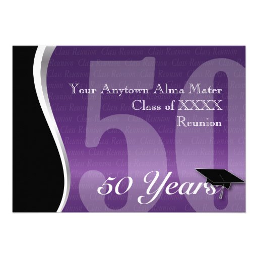 Customizable 50 Year Class Reunion Personalized Invitation (front side)