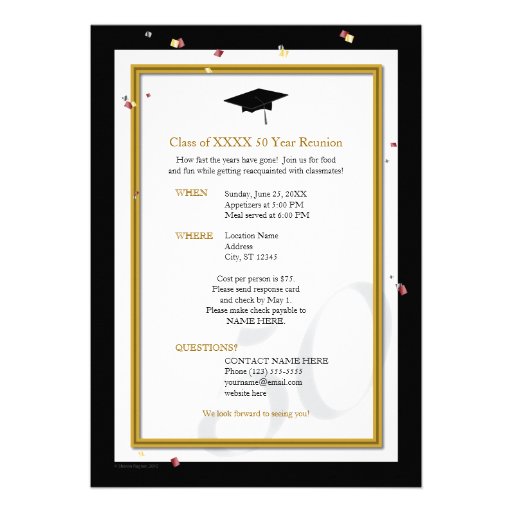 Customizable 50 Year Class Reunion Personalized Invite