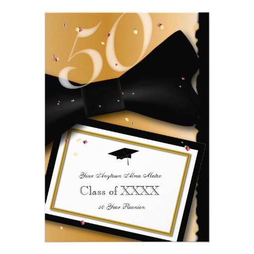Customizable 50 Year Class Reunion Personalized Invite (front side)