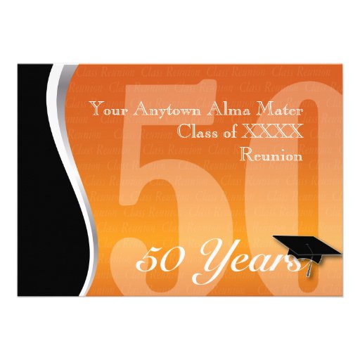 Customizable 50 Year Class Reunion Personalized Invites (front side)