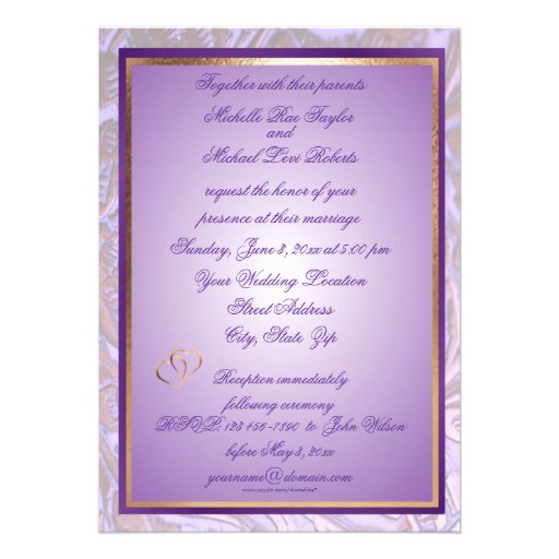 Customizable 5X7 Ornate Purple Wedding Invitation