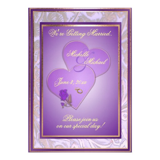 Customizable 5X7 Ornate Purple Wedding Invitation