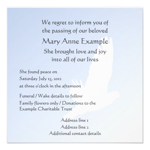 Customizable Announcement of Death / Passing