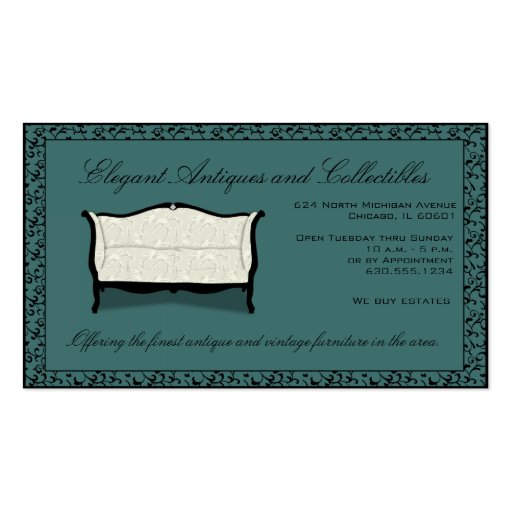 Customizable Antiques or Upholstery Business Card (front side)