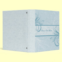 Customizable Aqua Blue Swirly Floral Binder