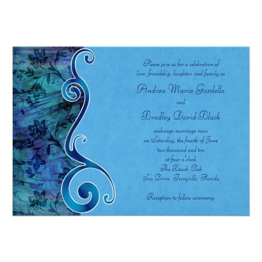 Customizable Aqua Blue Wedding Invitation