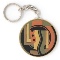 Customizable Art Deco Geometric Circle Abstract Keychain