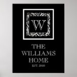 Customizable Art NouveauFamily Wall Print in Black