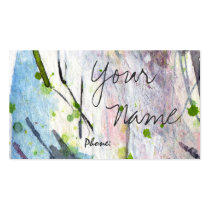 business, cards, funcky, hip, modern, green, environment, unique, original, colorful, lime, ginette, cool, designs, artsy, artful, clever, different, young, fresh, graphic, watercolor, sets, spring, pink, lavender, art, creative, blue, aqua, purple, Business Card with custom graphic design