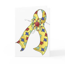 Customizable Autism Ribbon wifh Flower cards by naturetees Customizable Autism Ribbon wifh Flower cards
