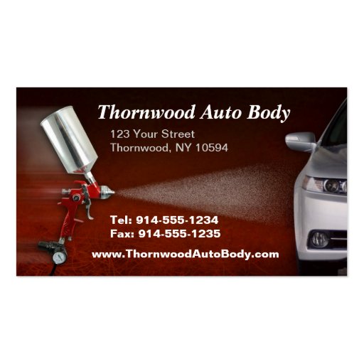 CUSTOMIZABLE Auto Body BC Business Card Templates (front side)