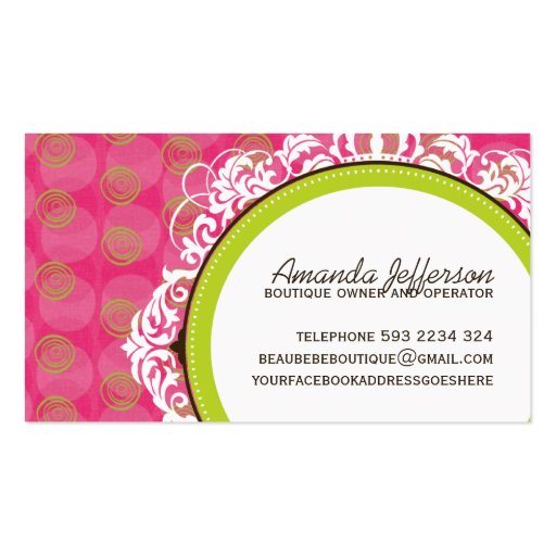 Customizable Baby Boutique Business Card (back side)