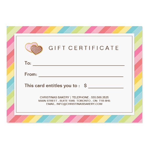 Customizable Bakery Gift Certificate Large Business Card Zazzle