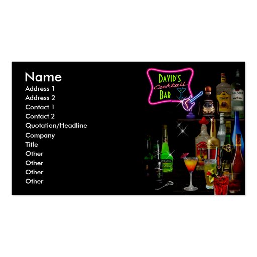 Customizable Bar Business Cards (front side)