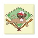 Customizable Baseball Pug Magnets (red) by designsbydandy Customizable Baseball Pug Magnets (red)