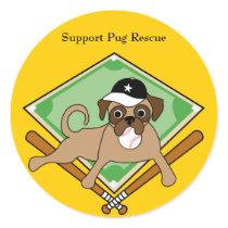 Customizable Baseball Pug Stickers
