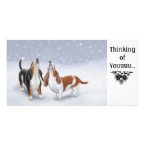 Customizable Bassets Howling Photo Card