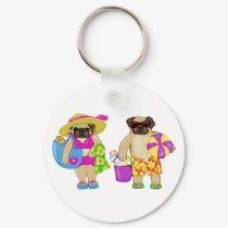 Customizable Beach Pugs Keychain
