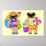 Customizable Beach Pugs Poster