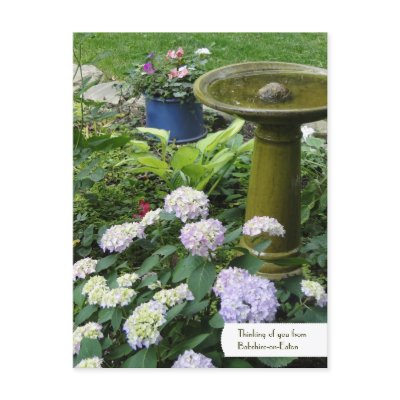 Customizable Birdbath & English Garden Postcard