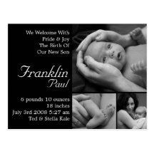 Customizable Birth Announcement Customized Post Cards