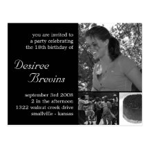 Customizable Birthday Invite Card Photo Invitation Postcards