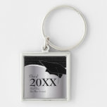 Customizable Black and Silver Graduation Keychain