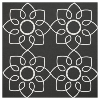 Customizable Black And White Floral Pattern Fabric