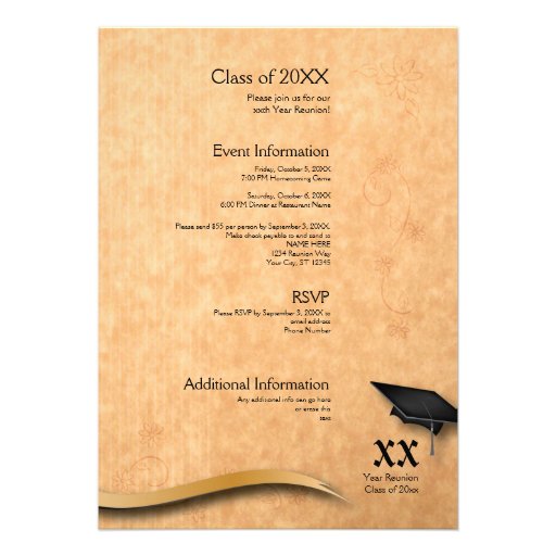 Customizable Black & Gold Class Reunion Invitation