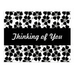 Customizable Black Hibiscus on White Postcard