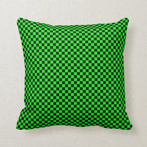 Customizable Black/Lime Green Checkered Throw Pillow Zazzle