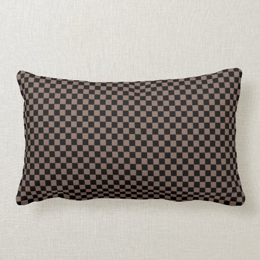 Customizable Black/Taupe Checkered Pillow