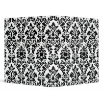 Customizable Black & White Damask Vinyl Binder