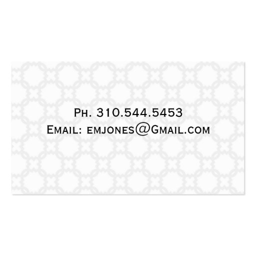 Customizable Black & White Mommy Calling Card Business Card Template (back side)