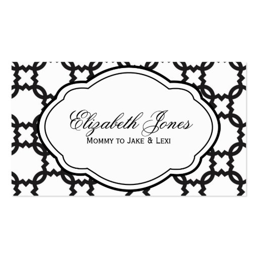 Customizable Black & White Mommy Calling Card Business Card Template (front side)