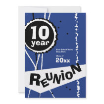 Customizable Blue 10 Year Class Reunion Invitation
