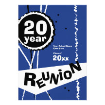 Customizable Blue 20 Year Class Reunion Invitation
