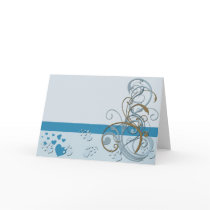 Customizable Blue and Bronze Notecard
