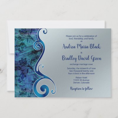 Customizable Blue and Silver Wedding Invitation by wasootch