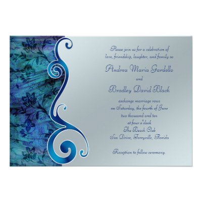 Customizable Blue and Silver Wedding Invitation